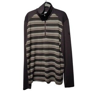 Icebreaker Mens Sweater Sz L Brown Stripe 260 Merino Wool‎ Long Sleeve 1/4 zip